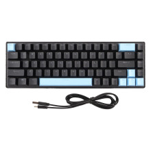 (Black Blue) Gaming Keyboard USB 68 Keys Blue Switch 10 RGB Backlit Wired Black