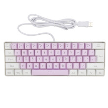 (White Purple) Gaming Keyboard 61 Keys RGB Backlit Wired White Purple
