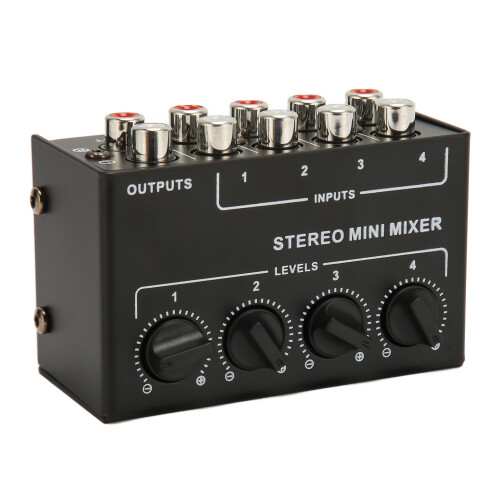 4 Channel Line Mixer Mini Stereo Mixer for Instruments 2