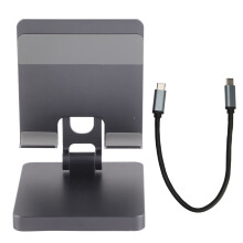 (Grey) 10 in 1 USB C Hub with Vertical Stand 4K HD Docking Station Grey