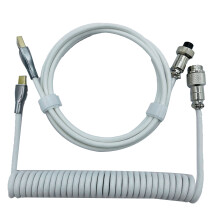 (Silver Gray) Gaming Keyboard Cable Retractable Coiled White