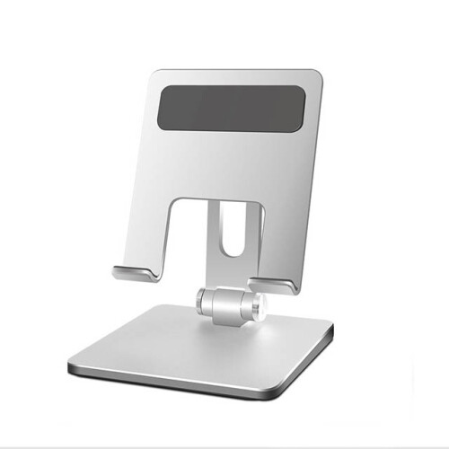 (MT134 Silver) Tablet Stand Multi Angle Folding Aluminum Alloy Holder Silver