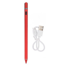 (Black) Active Capacitive Stylus USB Charging Copper Tip Touch Pen Red