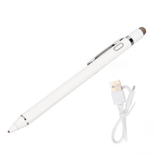(White) Active Stylus Pen 5V 0.2A Aluminum Alloy Slim Fine Tip White