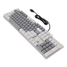 (Gray Black) 104 Key Mechanical Keyboard Blue Switch RGB Gaming White Gray