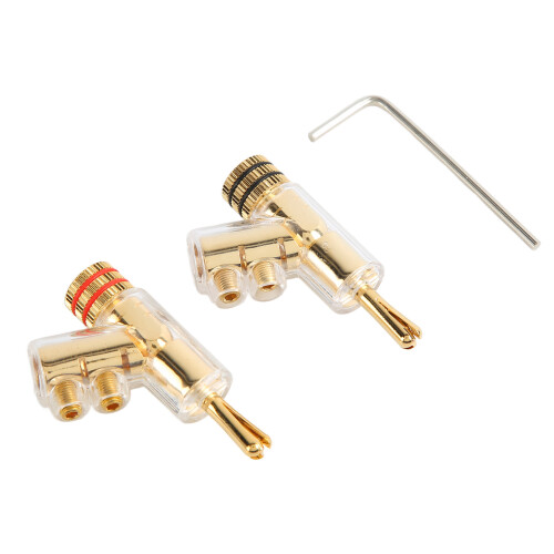 1 Pair Locking Banana Plugs Copper Gold Plated Speaker Connectors 1