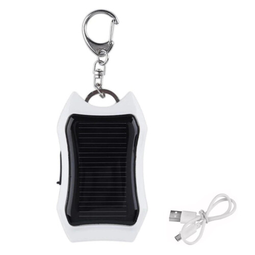 Solar Portable Charger Keychain Mini Power Bank LED Flashlight