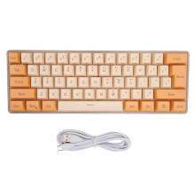(Orange Beige) Gaming Keyboard USB 61 Keys RGB Light Mechanical Wired Orange Beige