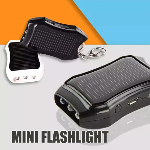 Solar Portable Charger Keychain Mini Power Bank LED Flashlight 2