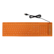 (Yellow) Foldable Silicone Keyboard 108 Keys USB Waterproof Mute Typing Orange