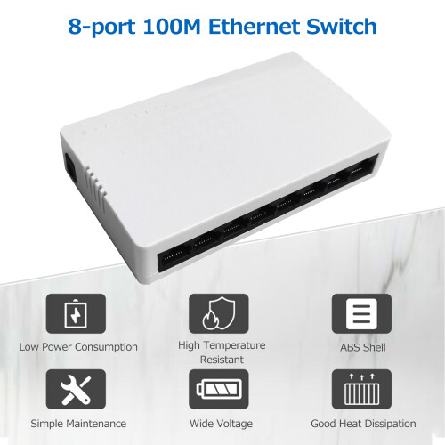 8-Port 100M Switch 8 Adaptive Ethernet Low Power US Plug 1
