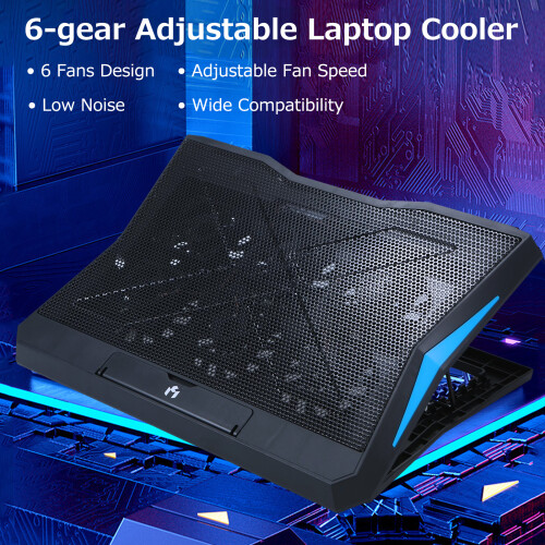 Foldable Laptop Cooler 6-Fan Low Noise Adjustable Height USB 2