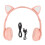 (Pink) Bluetooth Cat Ear Headphone Foldable LED Light Kids Wireless Pink 1