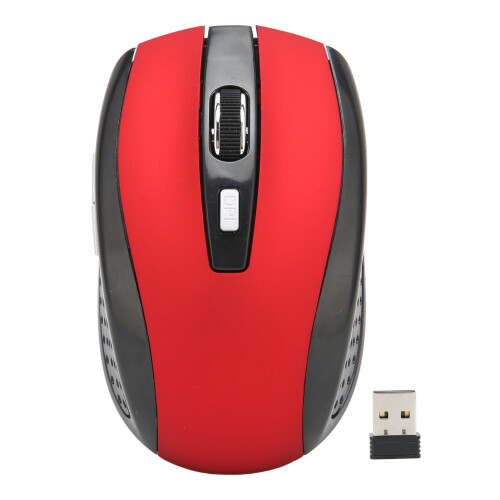 (Black) Mini Wireless Mouse 2.4GHz 3 DPI Levels Adjustable Matte Texture Red