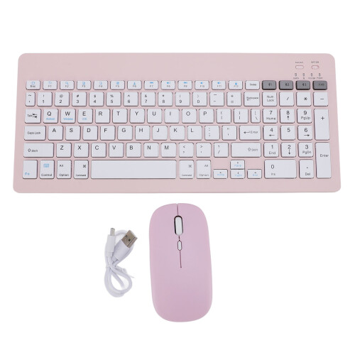 (Black) Wireless Keyboard Mouse Set 4 Channels Bluetooth Rechargeable Pink