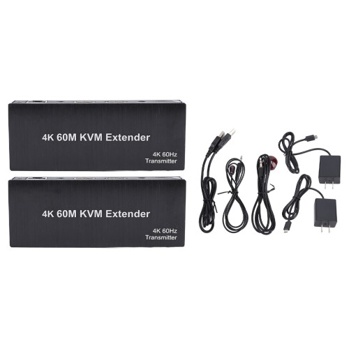 (UK Plug) 60m HD KVM USB Extender 4K@60Hz Cat5e/6/7 Mouse/Keyboard US Plug
