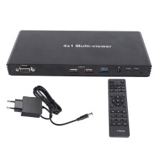 (US Plug) 4K 30Hz Multiviewer Switcher 4in1 IR Remote PC Laptop EU