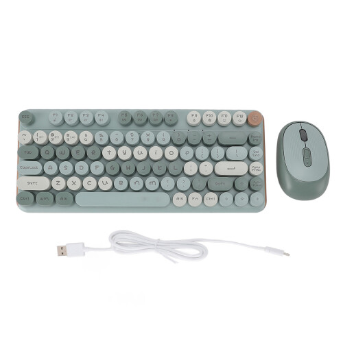 (Violet Dual Mode Charging Version) 2.4G Wireless Keyboard Mouse Combo 3 DPI Round Keycaps Quiet Green