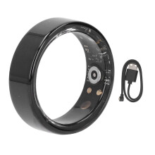 (Black) Health Tracker Stainless Steel Water Resistant Body Temp Sleep Step