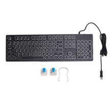 (White) Gaming Keyboard Blue Switch 104 Keys RGB Backlit USB Wired Mechanical