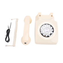 (Blue) Retro Corded Landline Telephone Vintage Dial Number Storage Beige