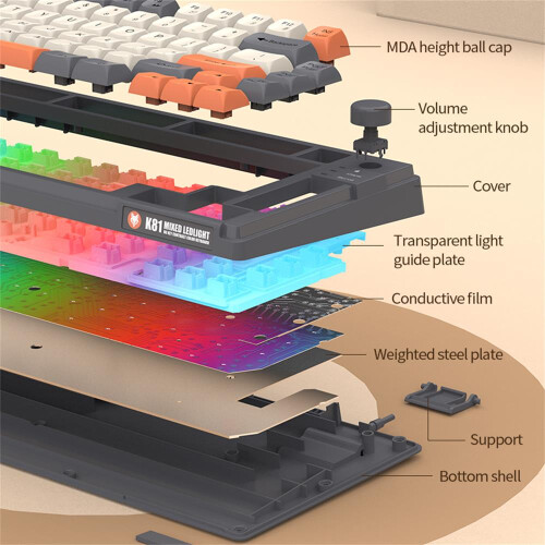 81-Key Backlit Gaming Keyboard 3-Color MDA Height N-Key Rollover 2