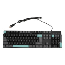 (Sky Bluish White) Wired Gaming Keyboard Metal Backlit USB Large Print Black