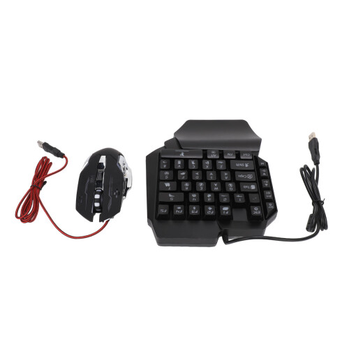 One Hand RGB Gaming Keyboard Mouse Combo with Phone Stand 2