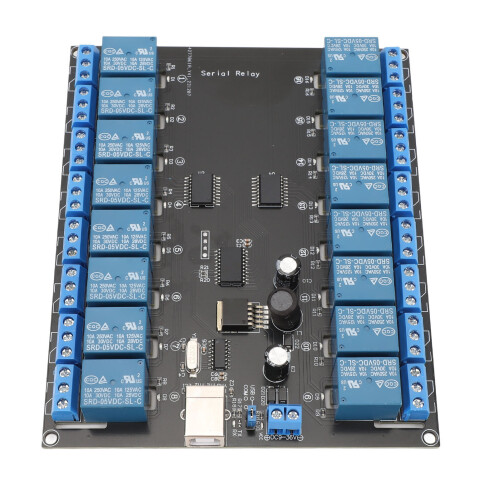 16 Channel Relay Board USB Serial Control SPDT 7-38V ON OFF 1