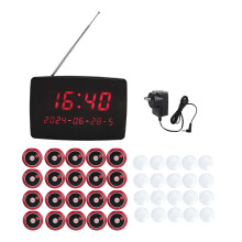 (UK Plug 100‑240V) Wireless Caregiver Pager 20 Button IPX4 Display Receiver US Plug