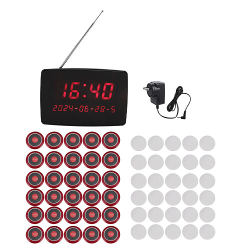 (US Plug 100‑240V) 30 Button Wireless Calling System IPX4 Digital US ...