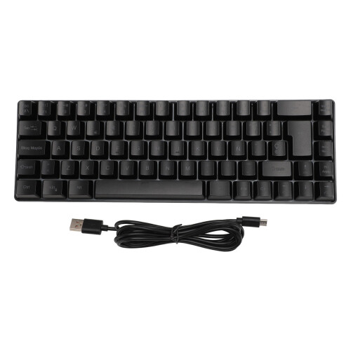 (Black) 68 Keys Wired Gaming Keyboard USB2.0 RGB Backlight Black