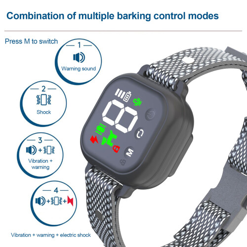 Anti-Barking Collar Vibration IP67 Waterproof 15D 8-120LBS 1