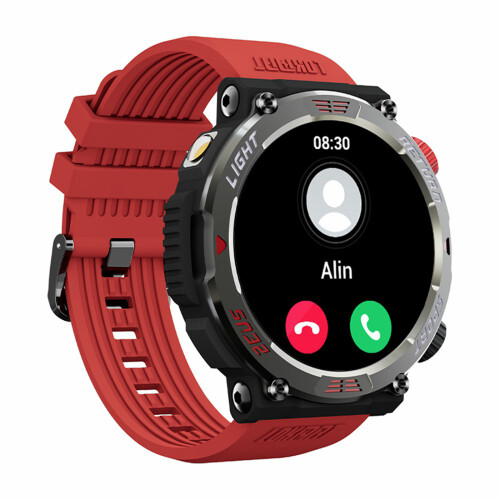 LOKMAT ZEUS 5 PRO Smart Watch Flashlight Compass Bluetooth Call Red