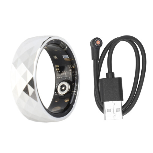 (Silver Size 18) Smart Ring Water Proof Step Counting Sport Modes Battery