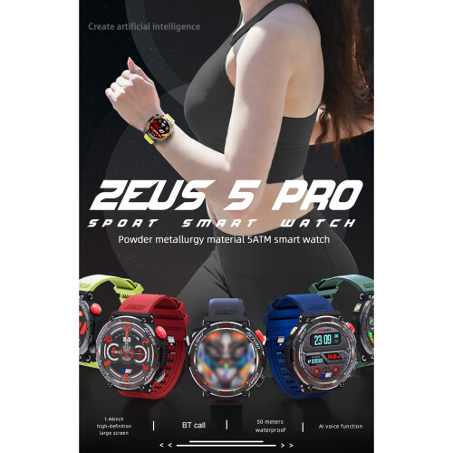 LOKMAT ZEUS 5 PRO Smart Watch Flashlight Compass Bluetooth Call Red 1