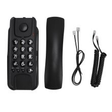 (Black) Wall Mount Corded Phone Adjustable Ringer Redial Black