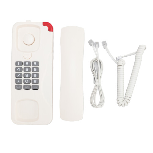 (White) Corded Phone Wall Mount Retro Landline Wired White