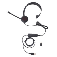 Professional USB to USB-C 3.5mm Headset with Volume Control Mic Mute