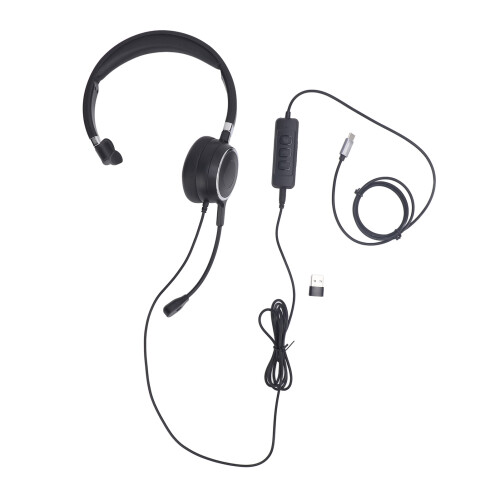 Single Ear Headset USB C to USB 3.5mm PC Laptop