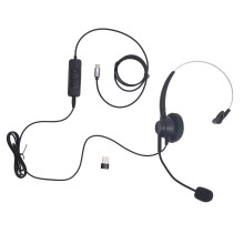 Telephone Headset Noise Cancelling Mic USB C to 3.5mm Black