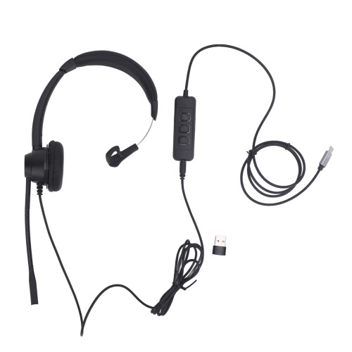 Call Center Headset Noise Canceling Single Ear USB C to USB Black