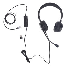 Binaural Headset Noise Cancelling Mic USB C to 3.5mm Black