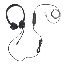 Binaural Headset USB C to 3.5mm Noise Cancelling Black