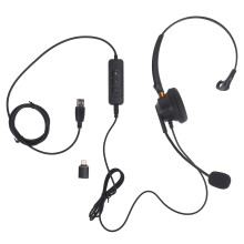 USB Monaural Headset USB to USB C 3.5mm Mic for PC Laptop Tablet