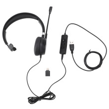 USB Monaural Phone Headset USB to USB C 3.5mm Mic for VOIP PC