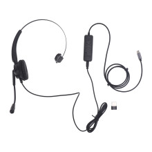 USB C to 3.5mm Telephone Headset Noise Cancelling Mic Black