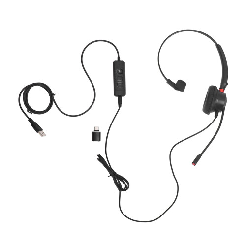 USB Office Headset Noise Cancelling Adjustable Black Call Center