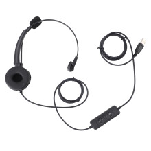 USB Noise Cancelling Headset Black Single Ear for PC Laptop Tablet