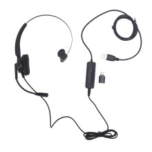 USB Monaural Headset USB C 3.5mm Connector for PC Laptop Tablet